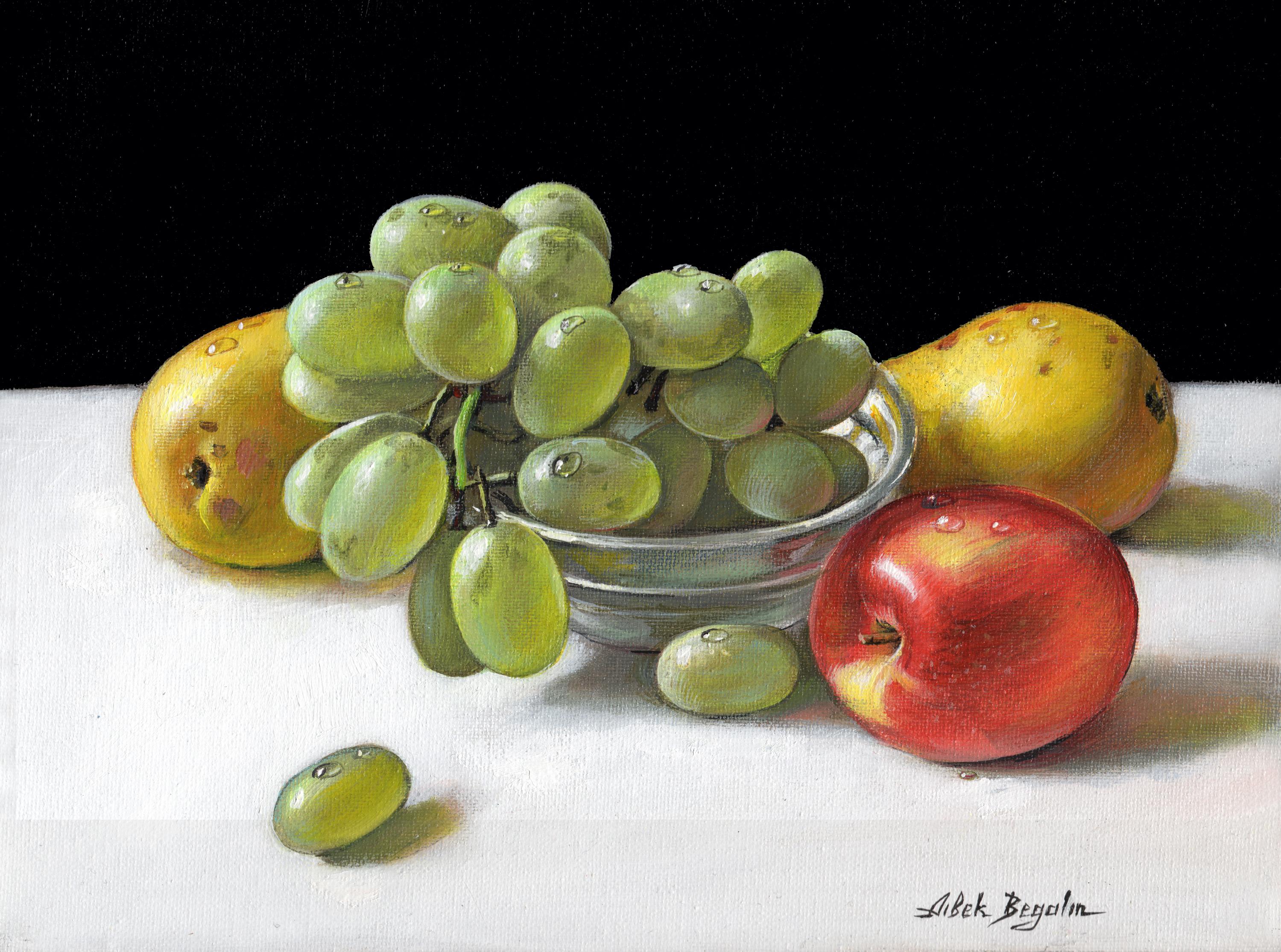 Still-Life Painting Aibek Begalin - Fruits, peinture à l'huile originale, unique en son genre