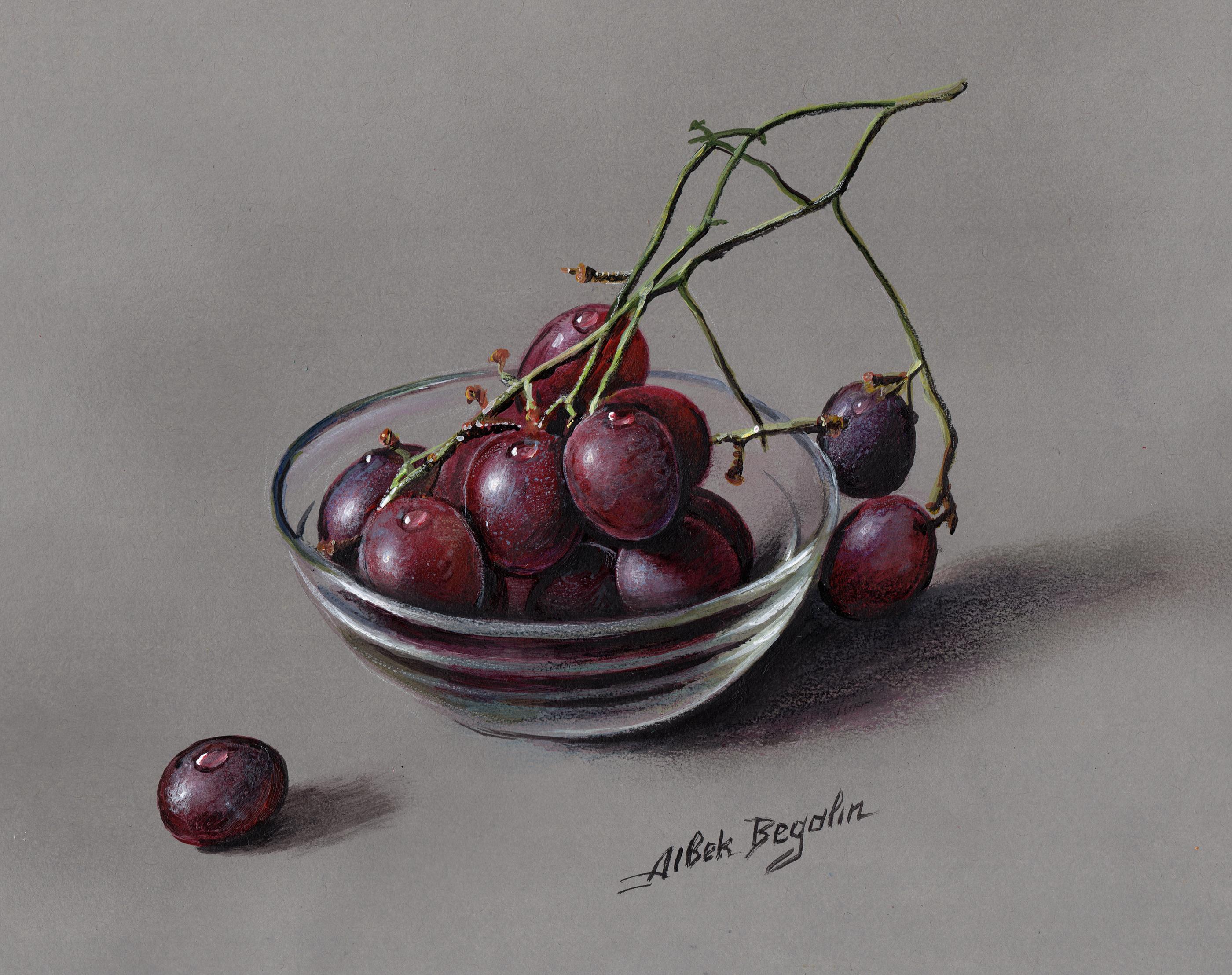 Aibek Begalin Still-Life Painting - Grapes, Original oil Painting, One of a Kind