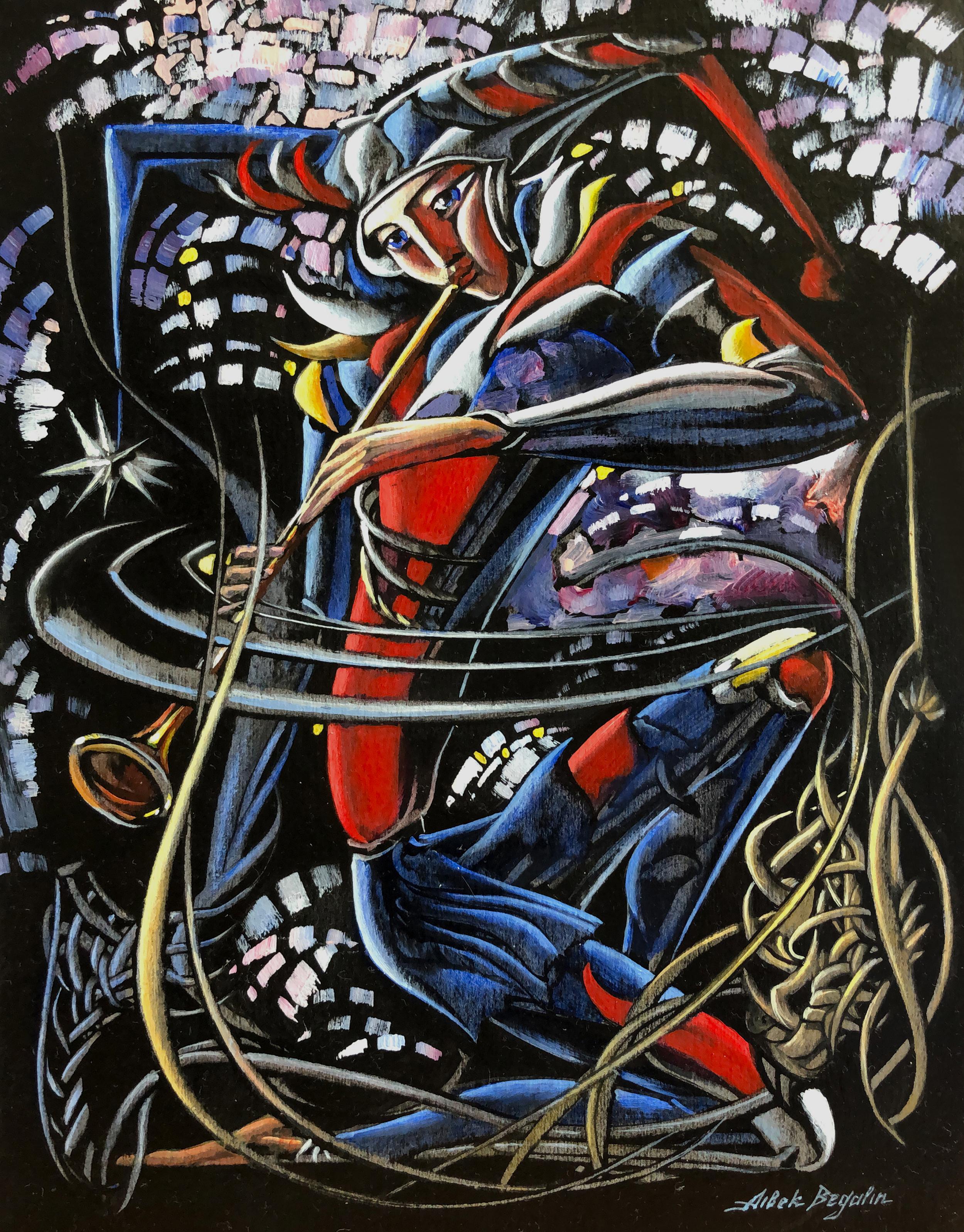 Figurative Painting di Aibek Begalin - Joker, Figurativo, Pittura a olio originale, Unico nel suo genere