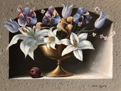 Lilies, peinture à l'huile originale, unique en son genre