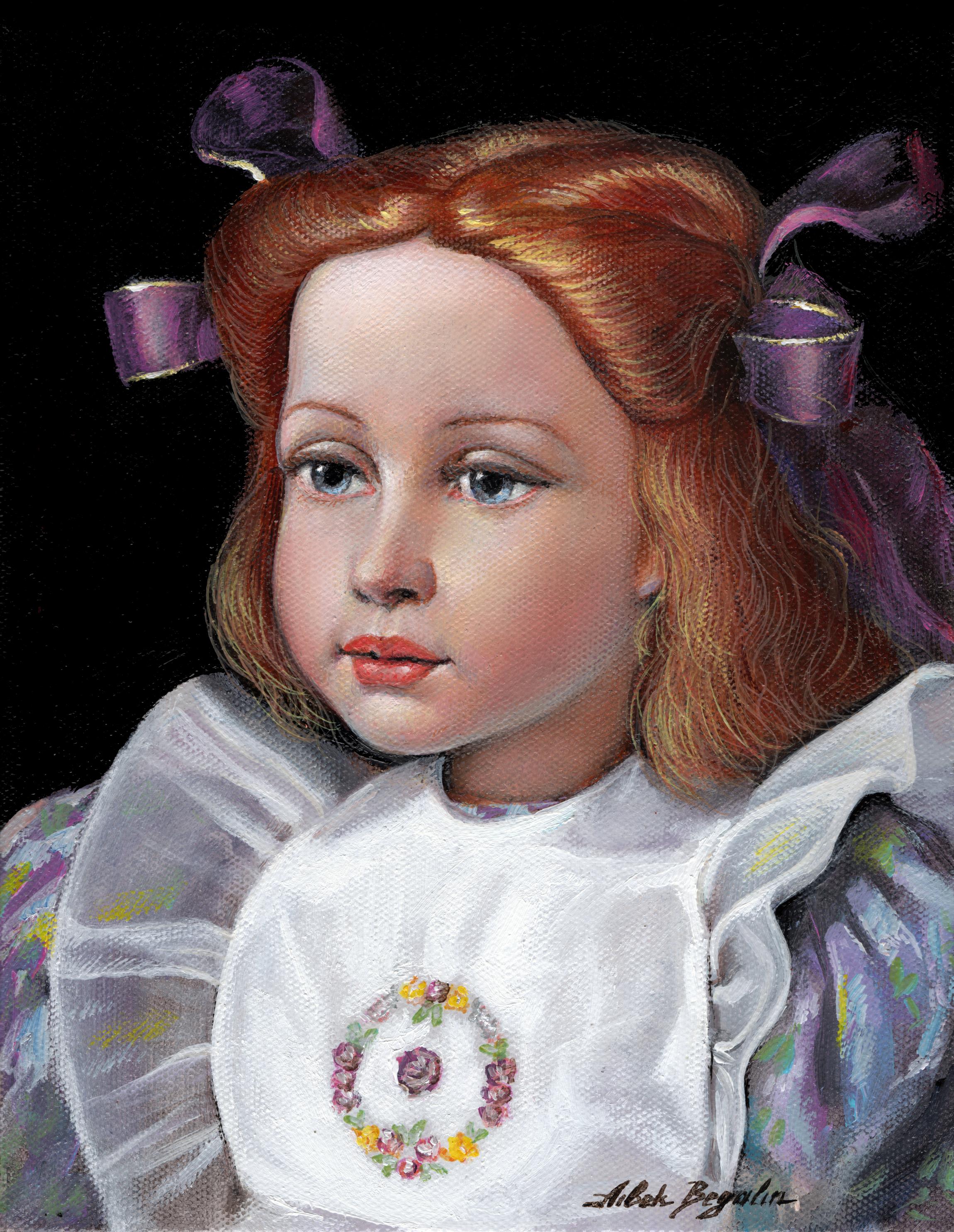 Portrait Painting Aibek Begalin - Peinture à l'huile originale de Pauline, unique en son genre