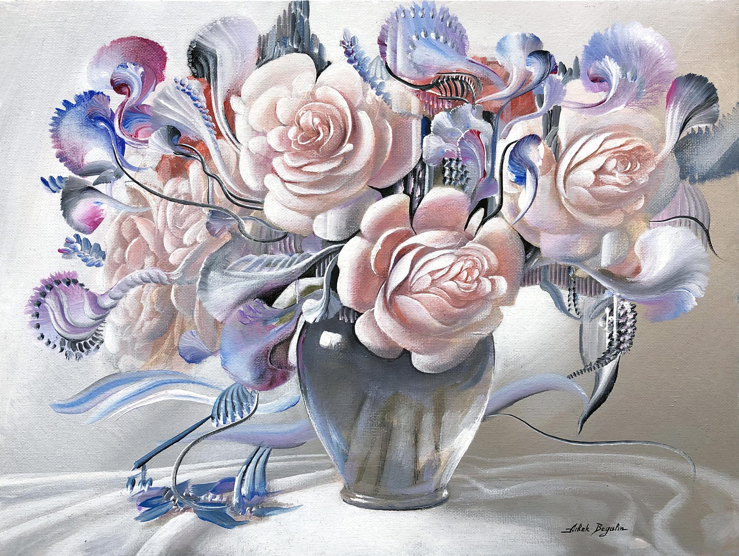 Aibek Begalin Still-Life Painting - Peonies, Flowers Still Life, Original Oil Painting, Ready to Hang