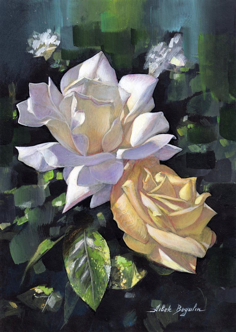 Aibek Begalin - Roses, Original Oil Painting, Handmade Artwork For Sale ...