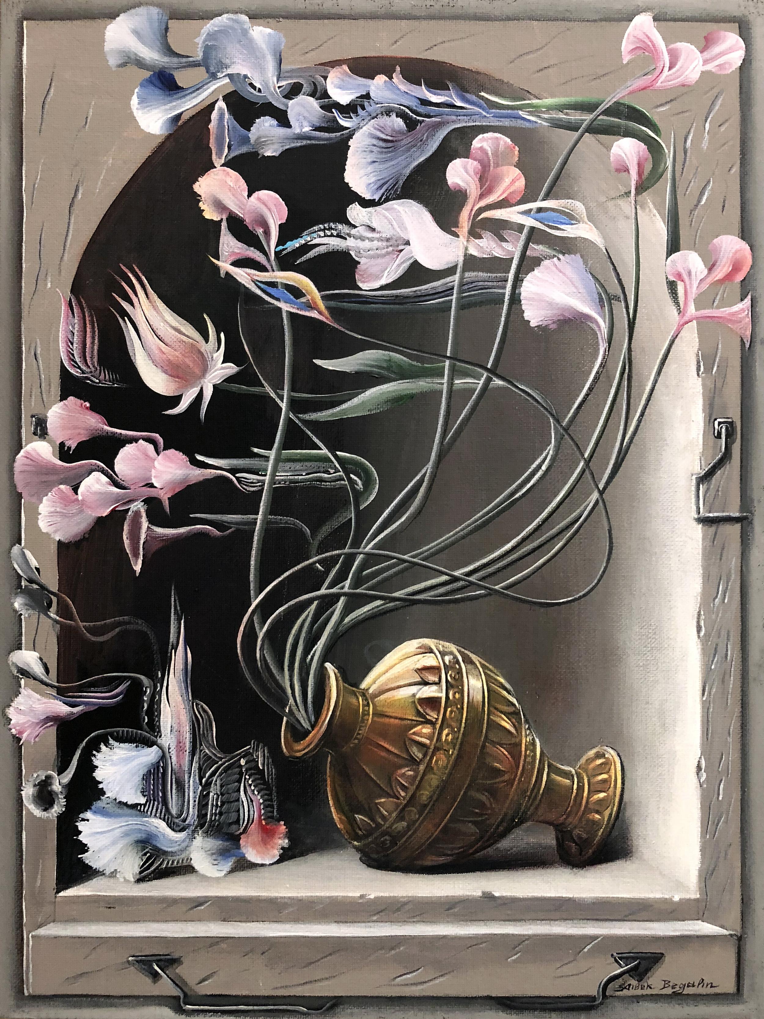 Still-Life Painting Aibek Begalin - Peinture à l'huile originale Soaring Flowers, unique en son genre