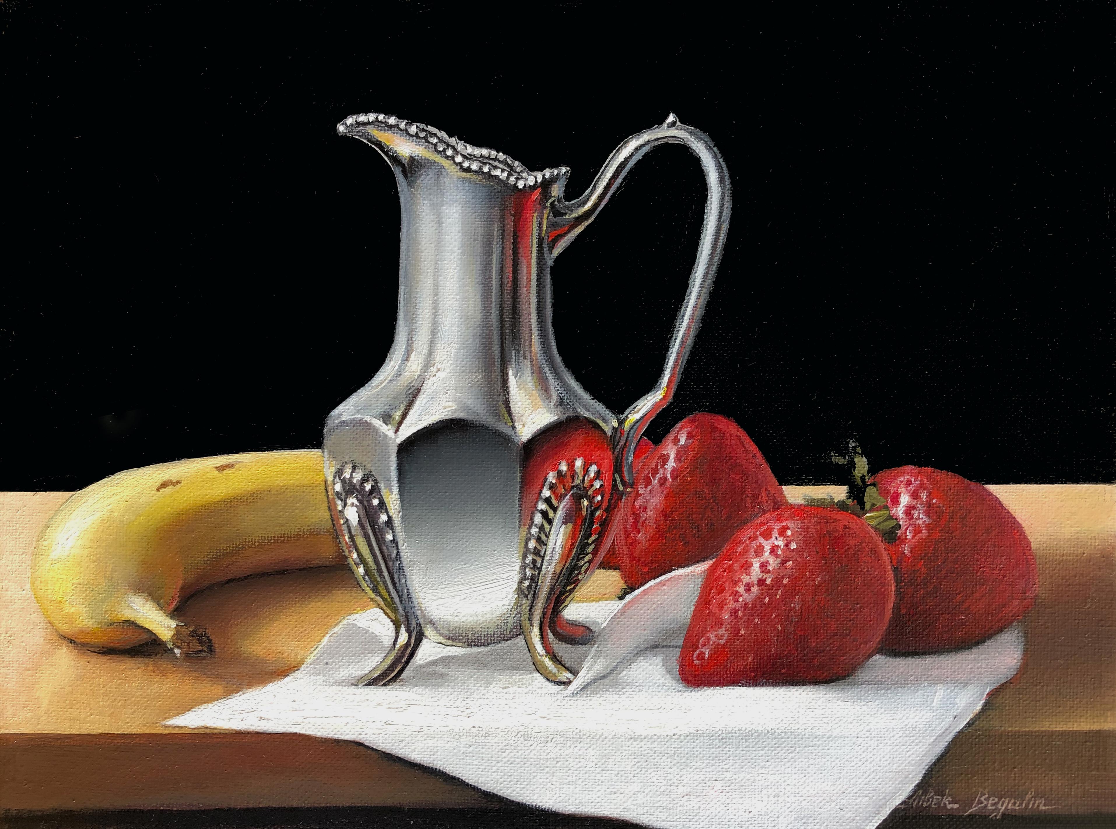 Aibek Begalin Still-Life Painting - Strawberry, Still Life, Original Oil Painting, One of a Kind