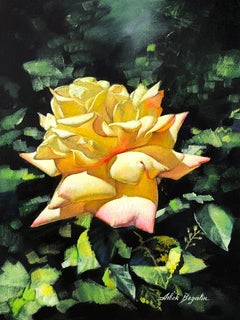 Yellow Rose, Original Oil Painting, Handmade Artwork