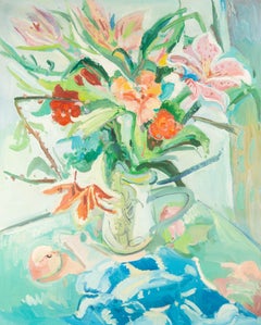 Aibing Yao Floral Original Öl auf Leinwand "Blumenstrauß der Lilien"