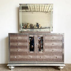 Aico Michael Amini Hollywood Swank Upholstered Dresser in Faux Amazing Gator
