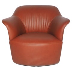 Aida Amrchair in Genuine Leather Soul Diana Red-Brown and Metal Base