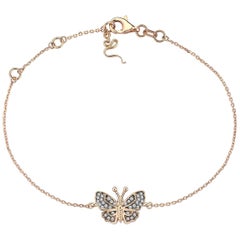 Aida Bergsen 14 Karat Rose Gold and Diamond Butterfly Bracelet