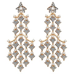 Aida Bergsen 18 Karat Rose Gold and Diamond Ivy Chandelier Earrings
