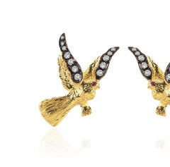 Aida Bergsen 18 Karat Gold and Diamond Dove Earrings