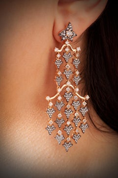 Aida Bergsen 18 Karat Rose Gold and Diamond Ivy Chandelier Earrings