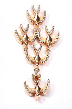 Aida Bergsen Rose Gold and Round Cut Diamond Swallow Chandelier Earrings