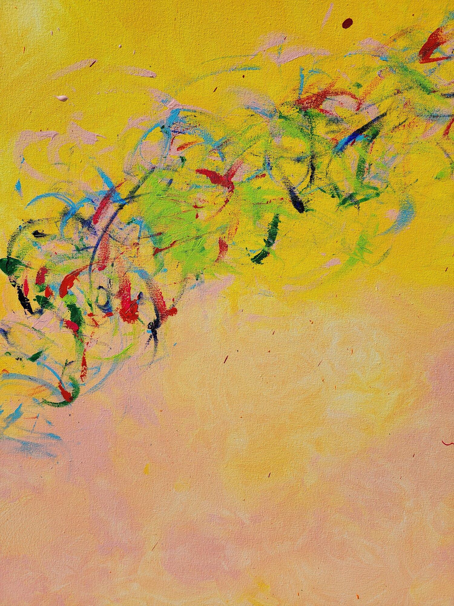 A Bright Momentum, Abstract Contemporary Acrylic Painting on Panel For Sale 1