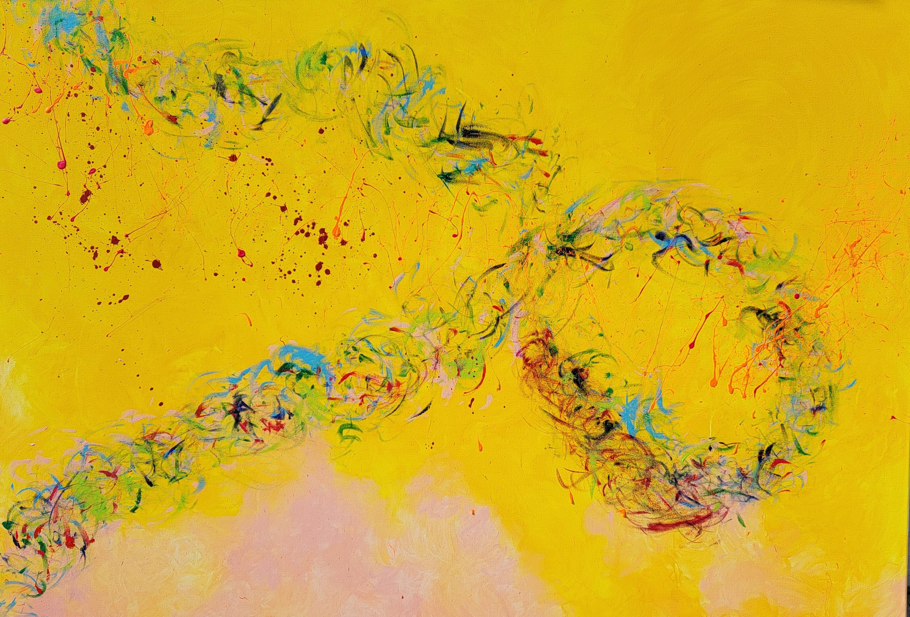 Aida Murad Abstract Painting - A Bright Momentum, Abstract Contemporary Acrylic Painting on Panel