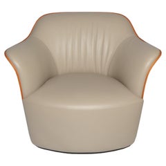 Aida Swivel Amrchair in Genuine Leather Soul Whitney and Saddle Extra Cammello