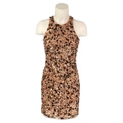 AIDAN MATTOX Size 0 Nude Copper Polyester Sequined Sleeveless Dress