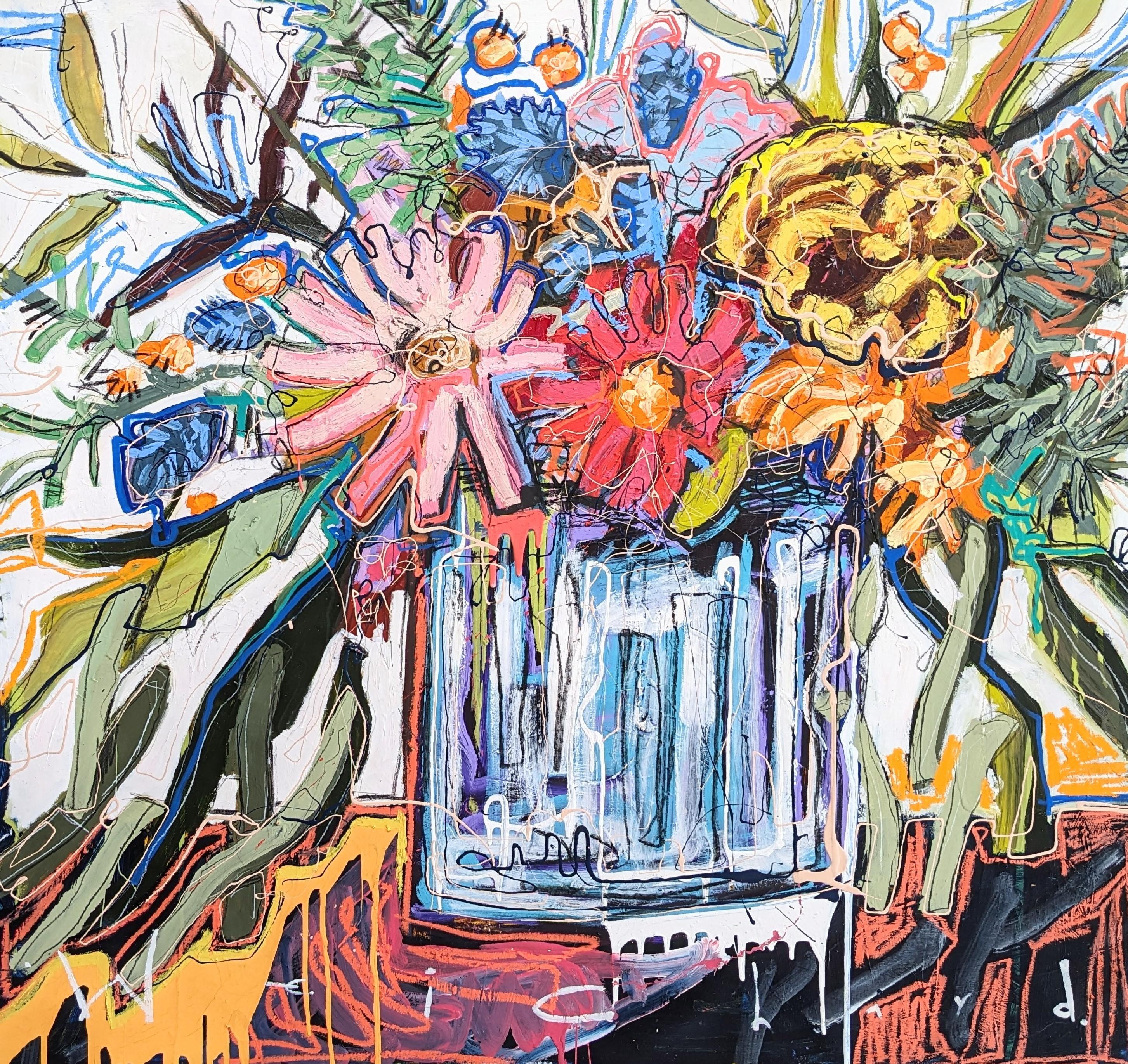 "From Her Garden" all your favorite flowers bloom from inside a glass vase