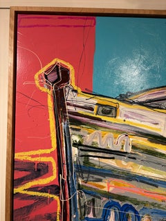 "Old Faithful" colorful abstract of the bow of a boat approaching shore