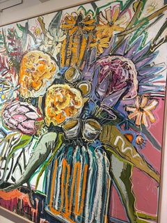 "Should Have Bought You Flowers #18" colorful, bright, abstracted flower bouquet