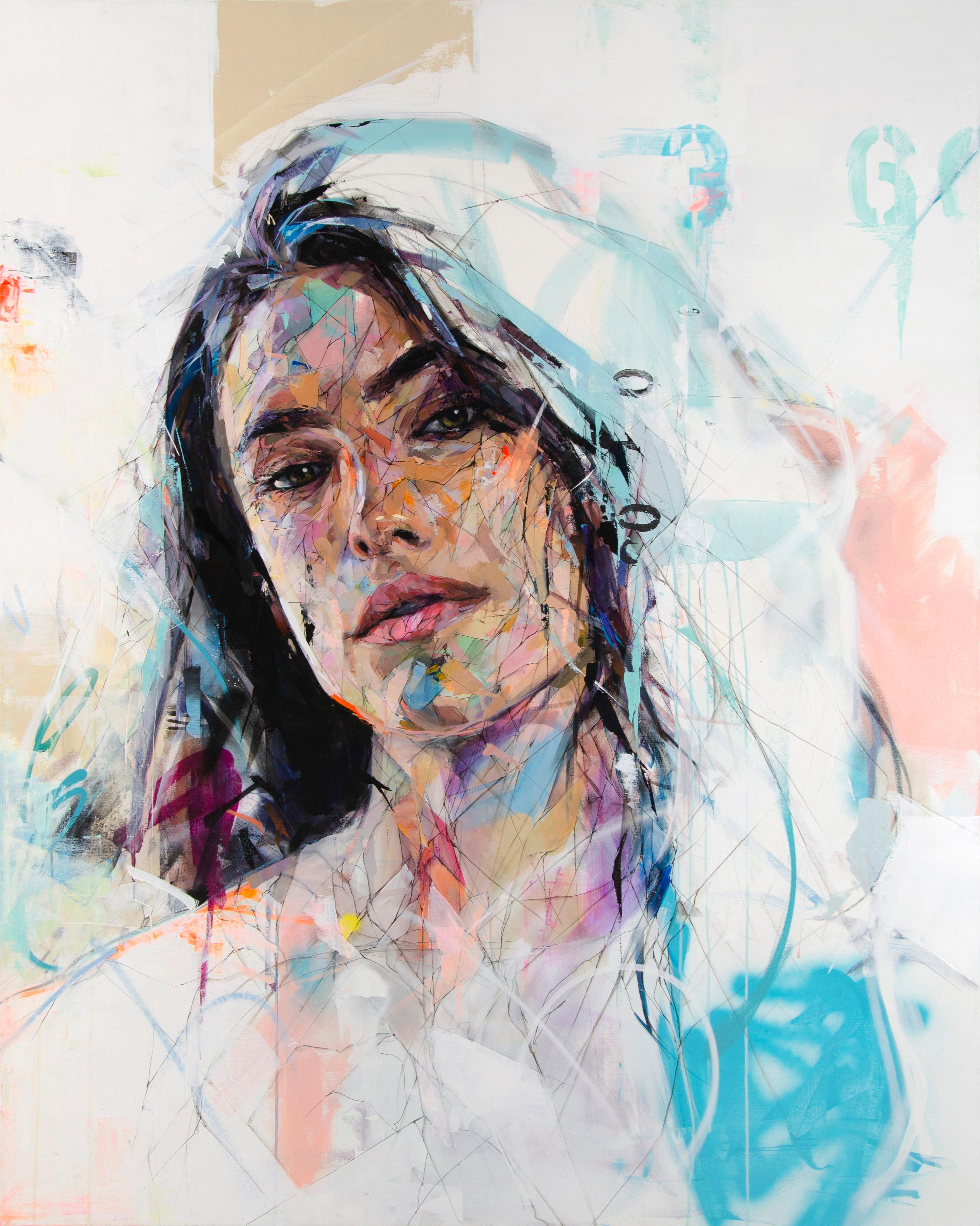 Aiden Kringen Portrait Painting - "Intimation" Mixed Media Painting