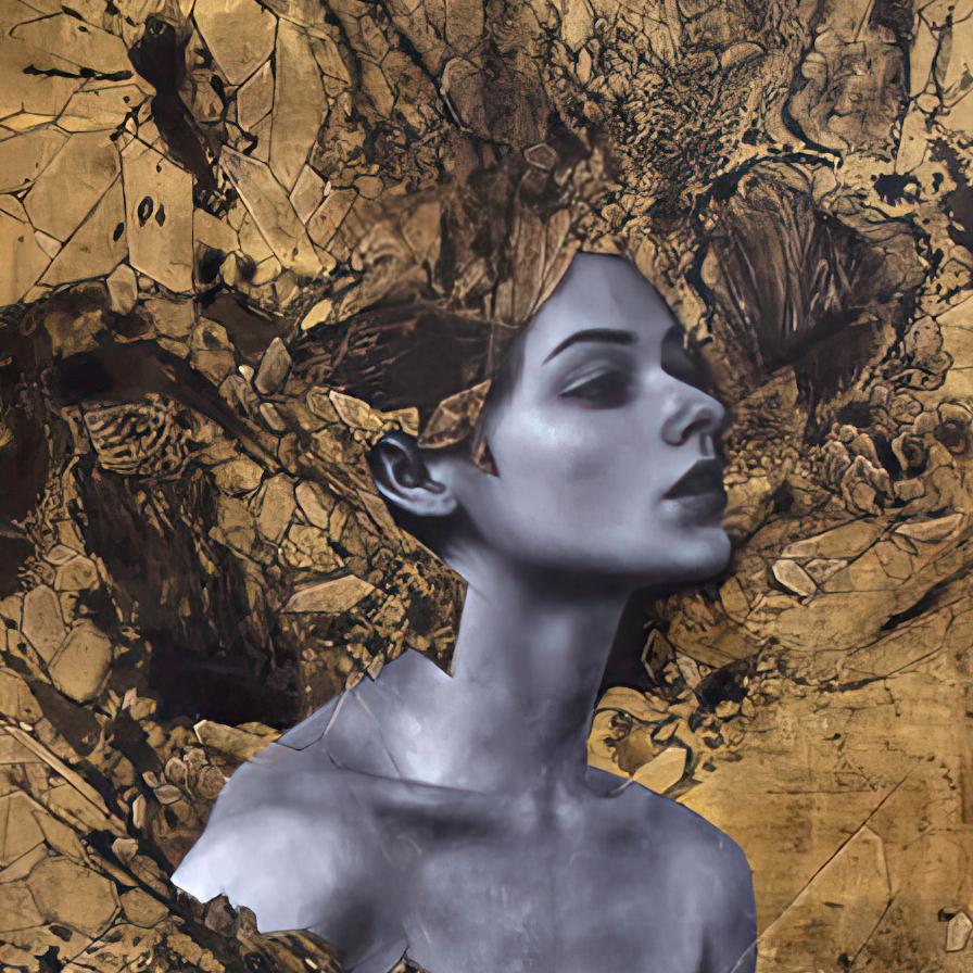 Opulence 10, Original Oil and Acrylic Painting - Brown Portrait Painting by Aiden Kringen