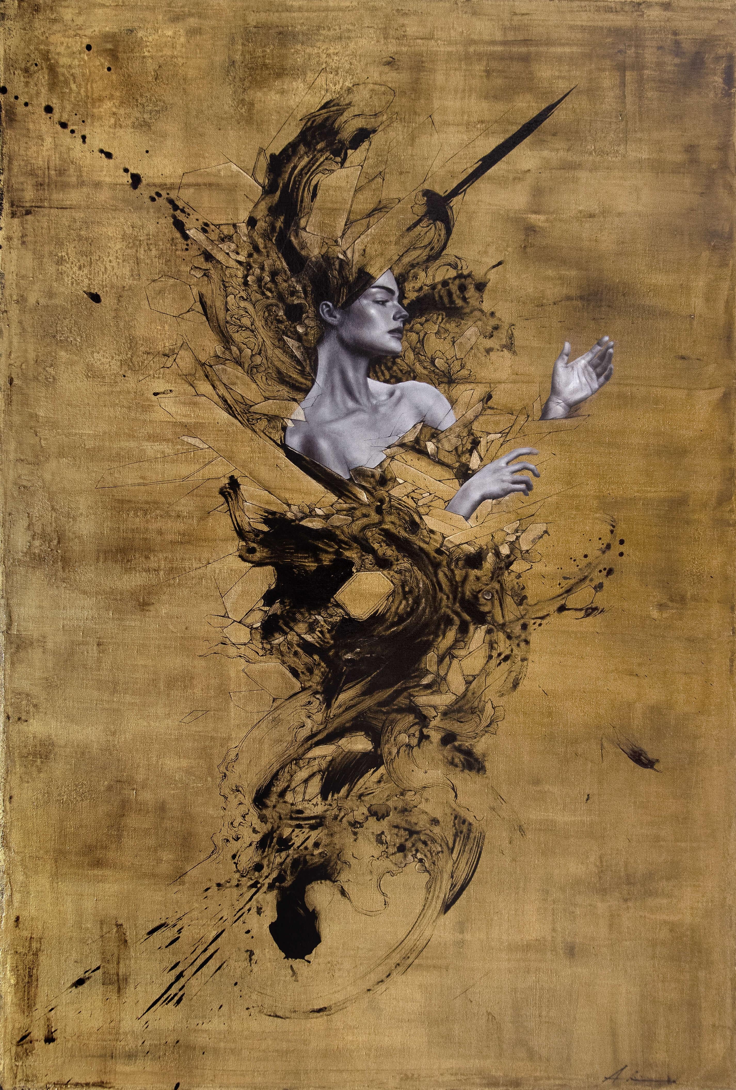 Aiden Kringen Figurative Painting - "Opulence 12" Mixed Media Painting