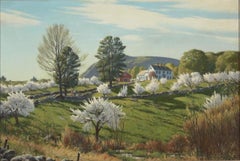 „Spring Pastoral Landscape“, A. Lassell Ripley, Farm with Blossoms, Neuengland