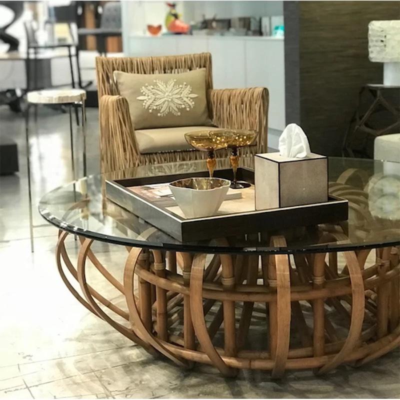 International Style Aiden Rattan Cocktail Table For Sale