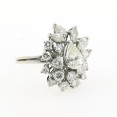 AIG 0.94 Ct Pear Shape Diamond Engagement Ring with 1.72 Ct Side Diamonds