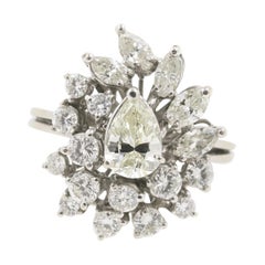 AIG 0.94 Ct Pear Shape Diamond Engagement Ring with 1.72 Ct Side Diamonds