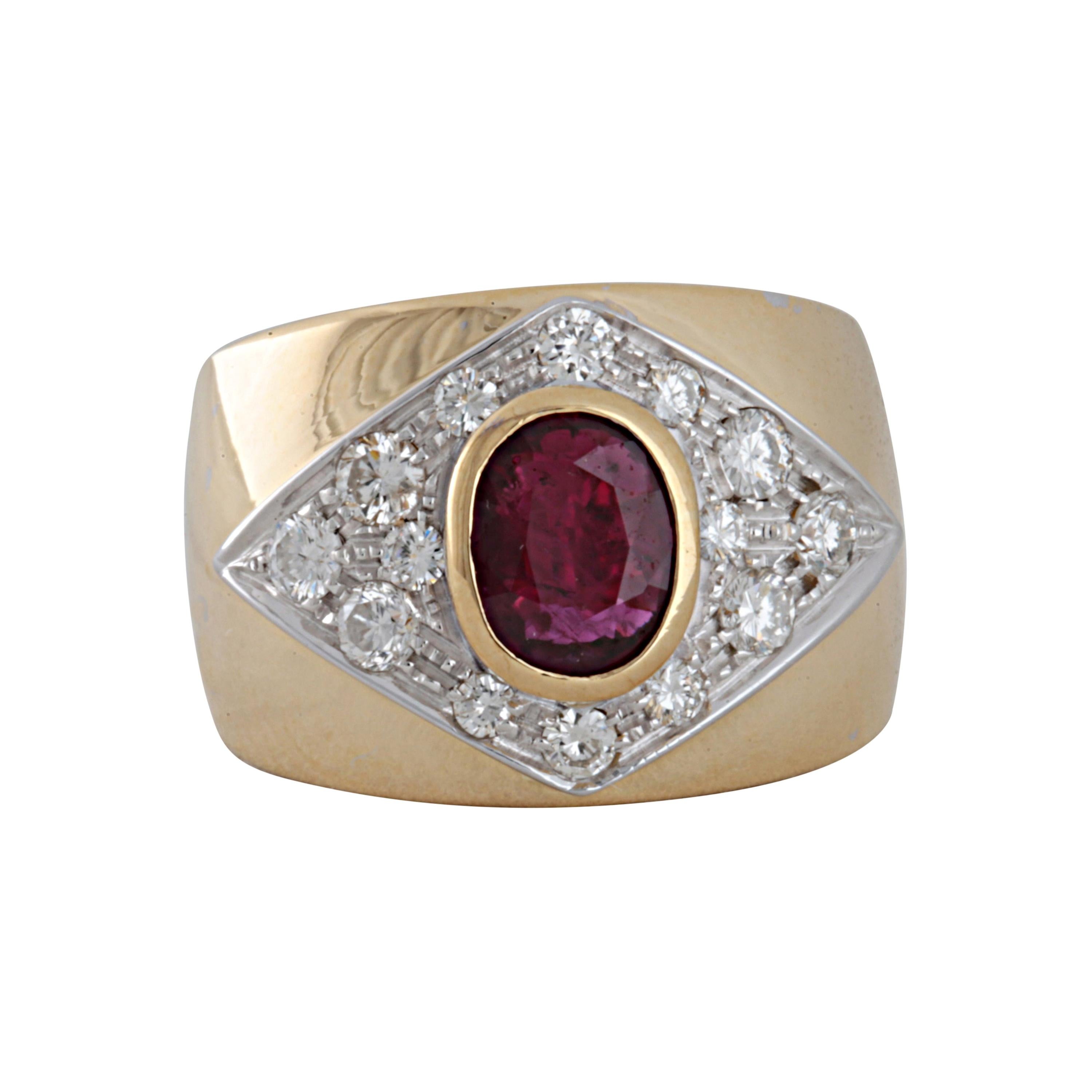 AIG 2.0 Carat Ovale Ruby and 1.13 Carat Diamonds  Engagement Ring For Sale