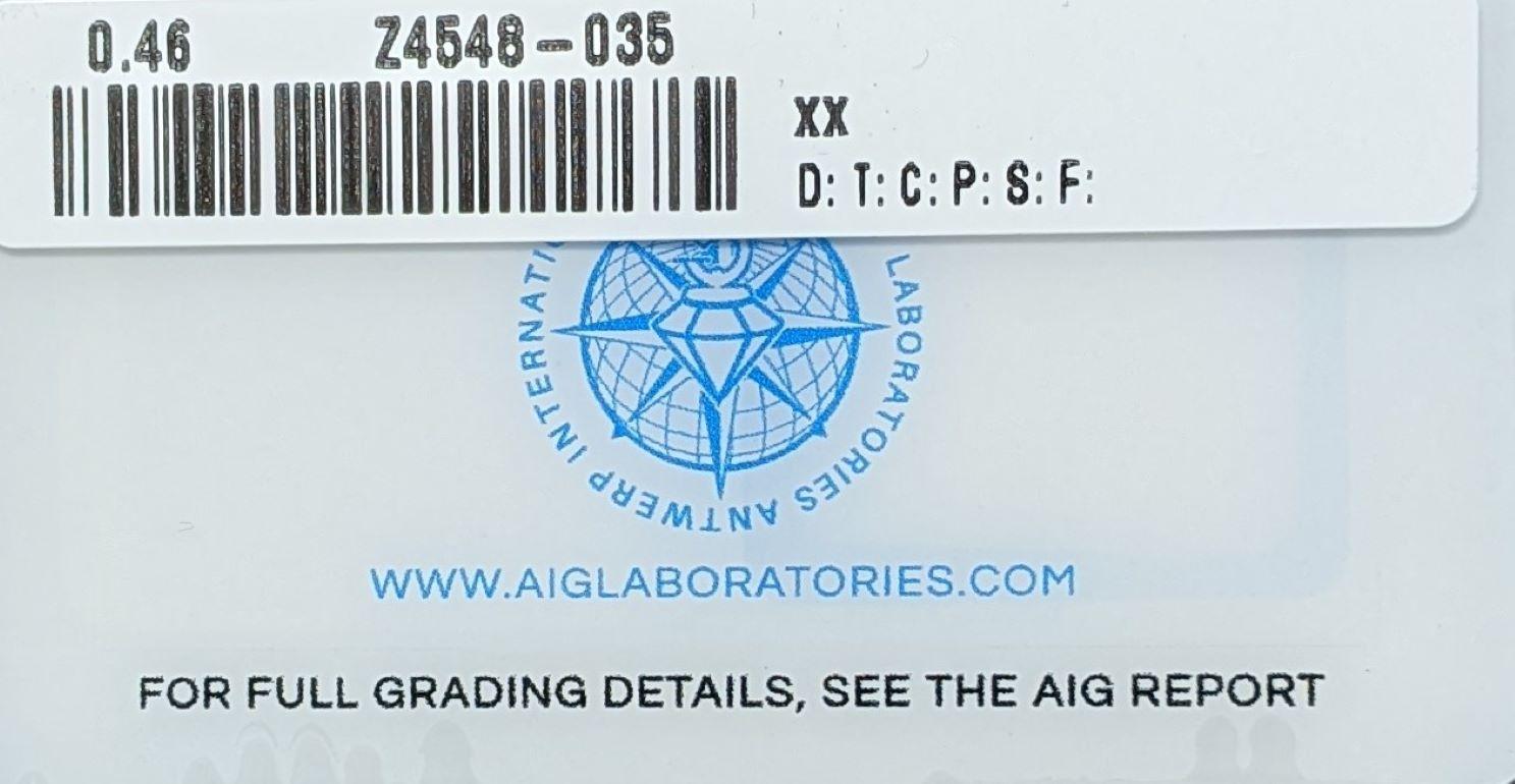AIG Certified 0.46ct Natural Round Brilliant Diamond - Clarity Enhanced In New Condition For Sale In Ramat Gan, Tel Aviv District