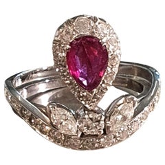 AIG Certified 0.83 Carat Natural Ruby and 1.50 Carat Diamonds on 18K Gold Ring