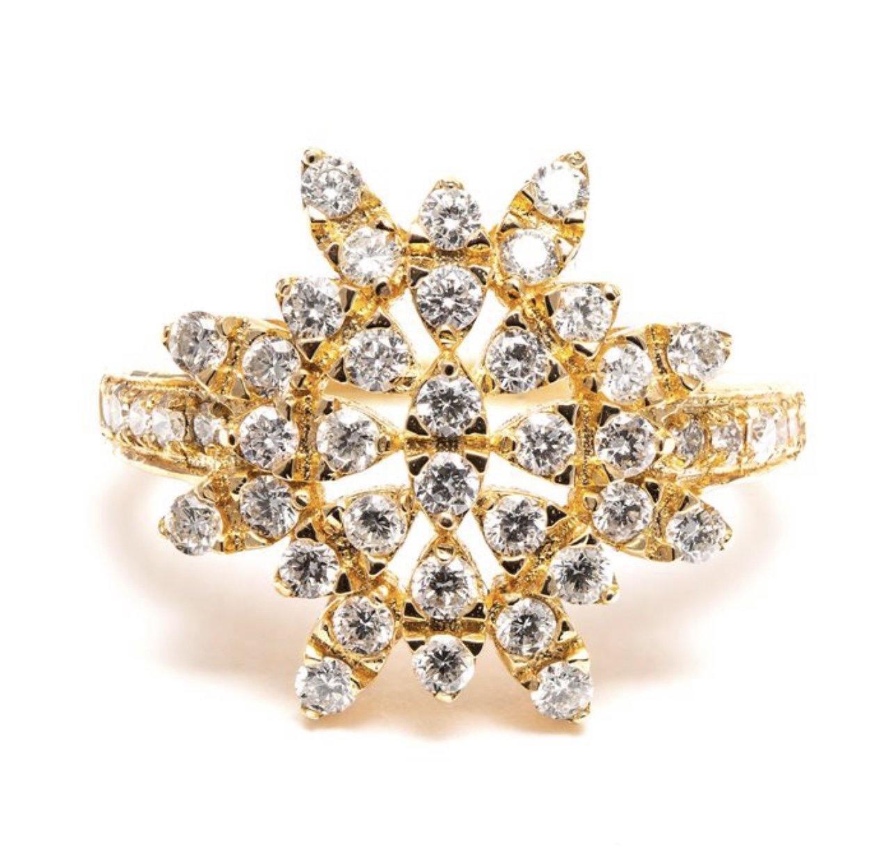 A Magnificent Modern Cocktail, or everyday use, Diamond Cluster Ring, that is a guaranteed head turner.

This Magnificent ring, is Accompanied by a AIG Certificate with the following Gradings:  

Stone Type: Natural Diamonds
Diamond Count: 44