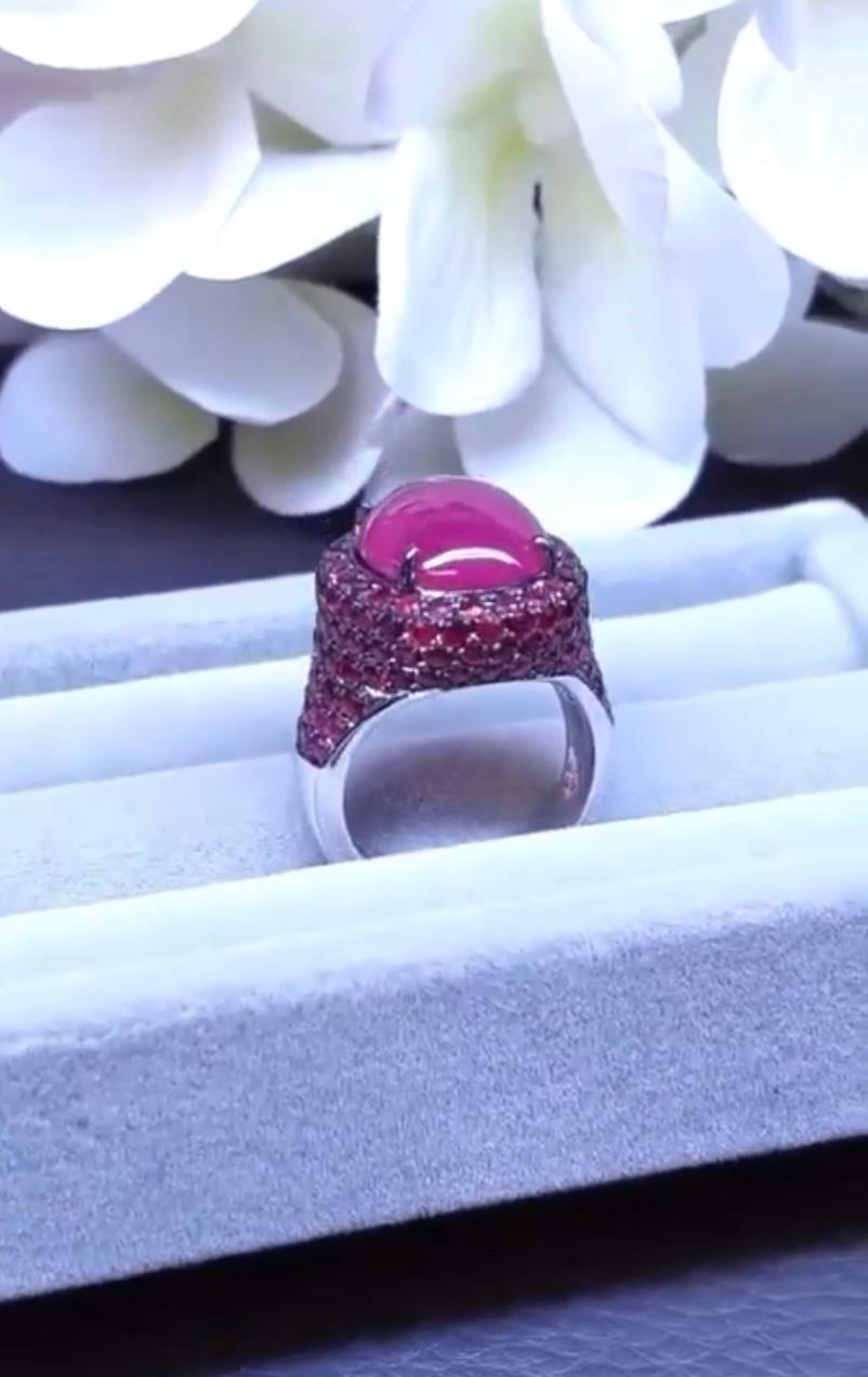 AIG Certified 10 Carats  Natural Burma Ruby 18K Gold Ring  In New Condition For Sale In Massafra, IT