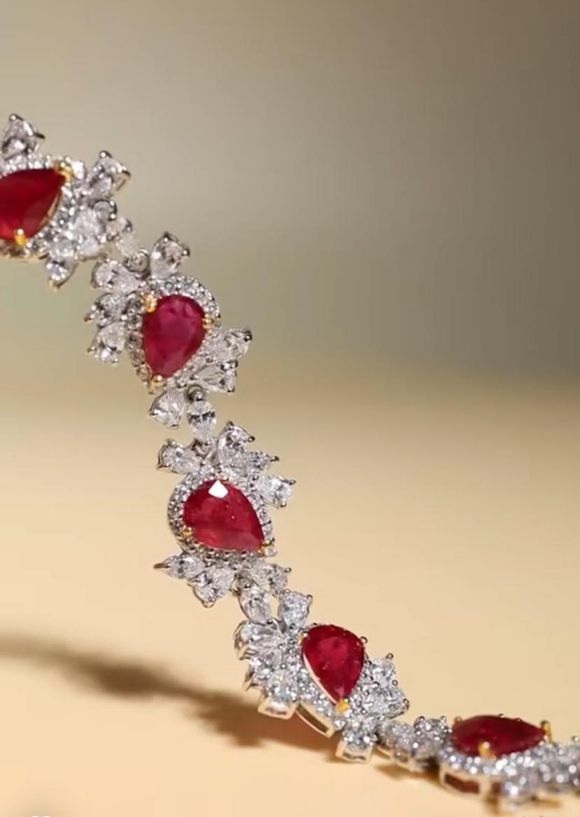 AIG zertifiziert 10,00 Karat Mosambik Rubine 7,80 Diamanten 18k Gold-Armband im Angebot 6