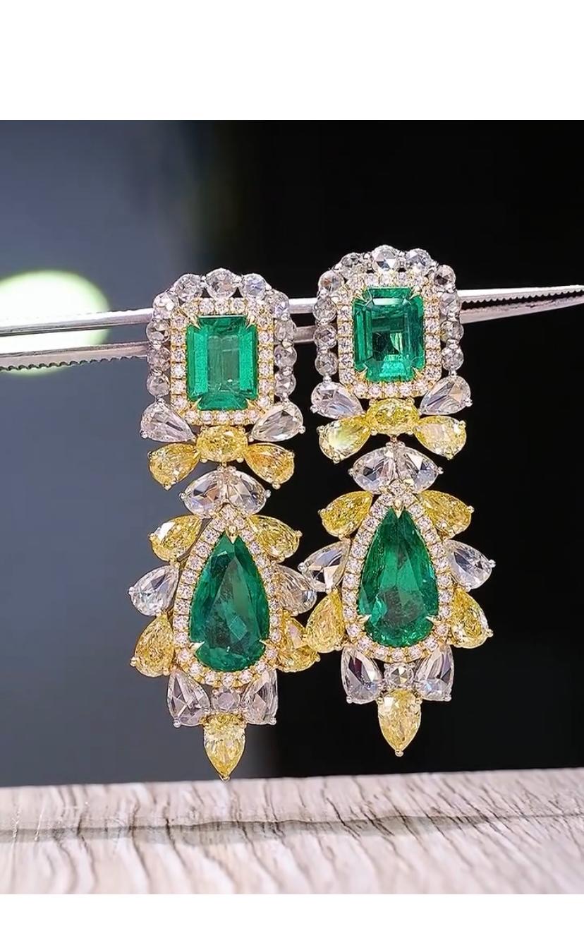 AIG Certified 10.00 Cartas Zambian Emeralds 10.00 Ct Diamonds 18k Gold Earrings im Angebot 1
