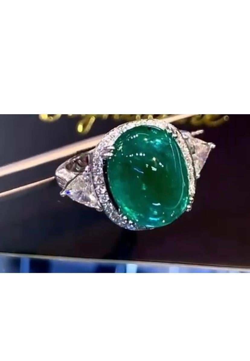 AIG-zertifizierter 10.02 Karat sambischer Smaragd  Diamanten 18K Gold Ring (Ovalschliff)