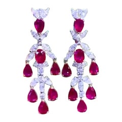AIG-zertifiziert 10,33 ct von Burma Rubine, 3,81 ct Diamanten 18k Gold Ohrringe