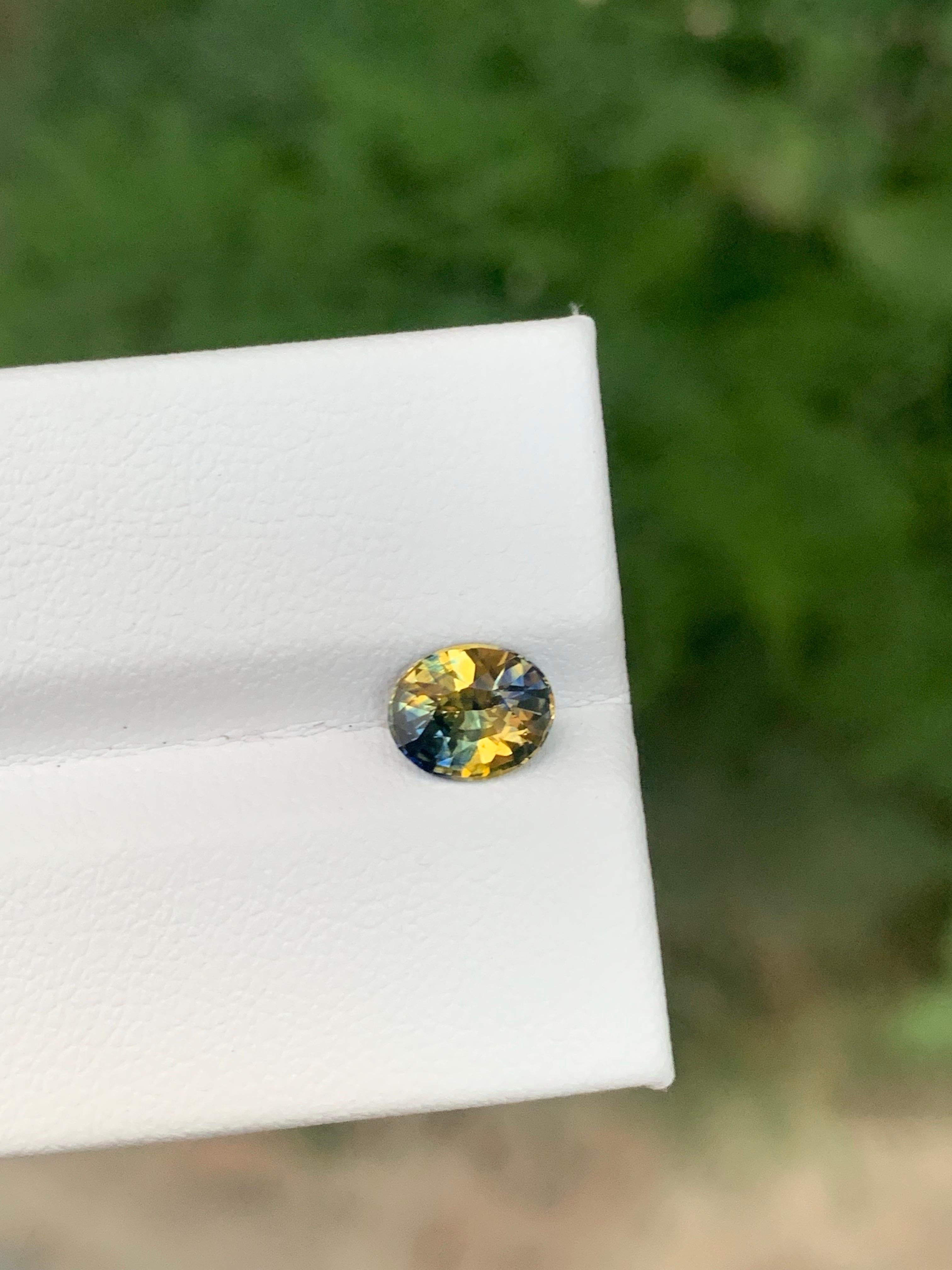 Taglio ovale Zaffiro bicolore naturale sfuso certificato AIG da 1,04 carati del Madagascar in vendita