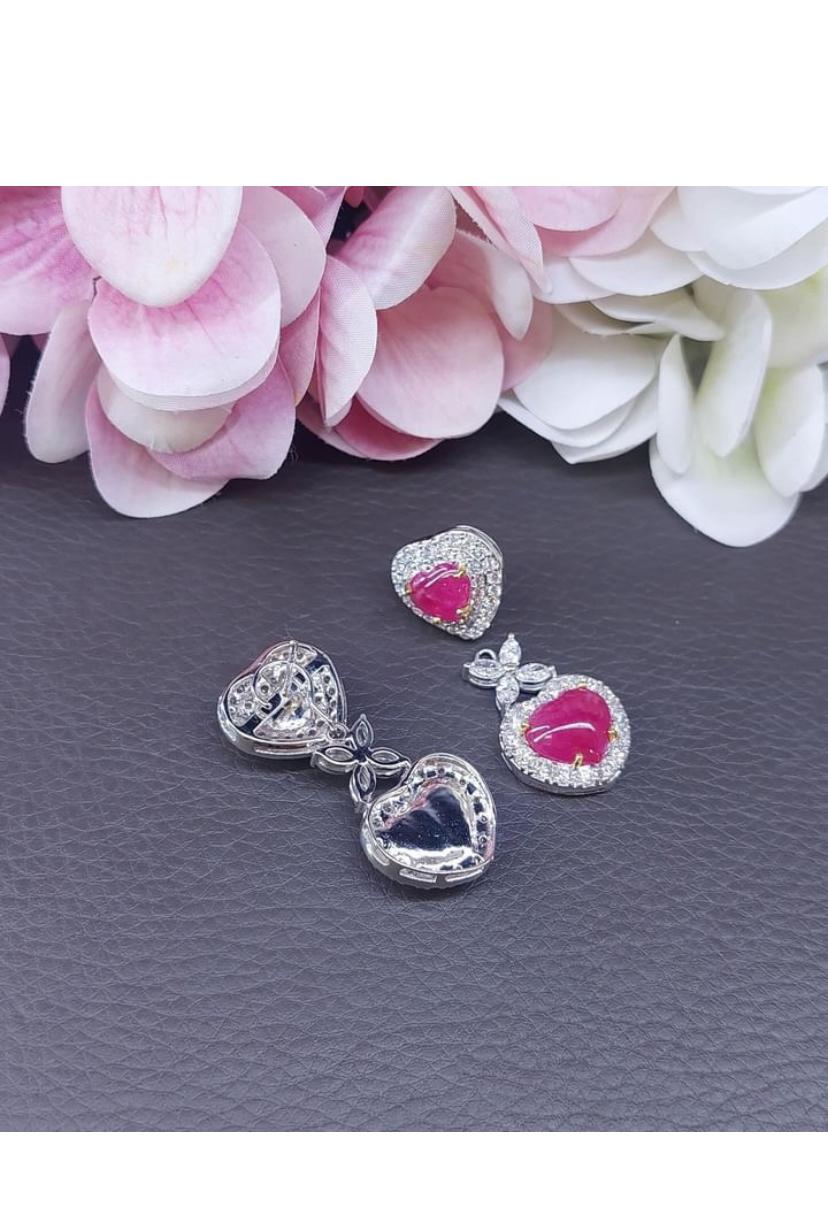 AIG Certified 10.90 Cts Burma Rubies  4.00 Ct Diamonds 18K Gold Earrings For Sale 7