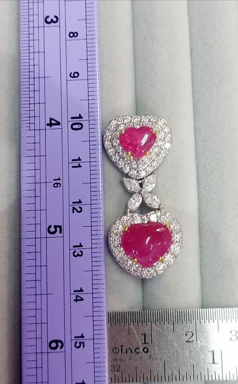 AIG Certified 10.90 Cts Burma Rubies  4.00 Ct Diamonds 18K Gold Earrings For Sale 9
