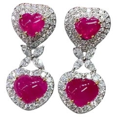 AIG-zertifizierte 10.90 Karat Burma-Rubinen  4,00 Karat Diamanten 18K Gold Ohrringe