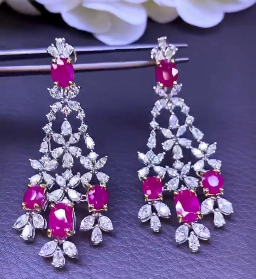 AIG-zertifizierte 11,08 Karat Burma-Rubinen 7,83 Karat Diamanten 18K Gold Ohrringe  Damen im Angebot