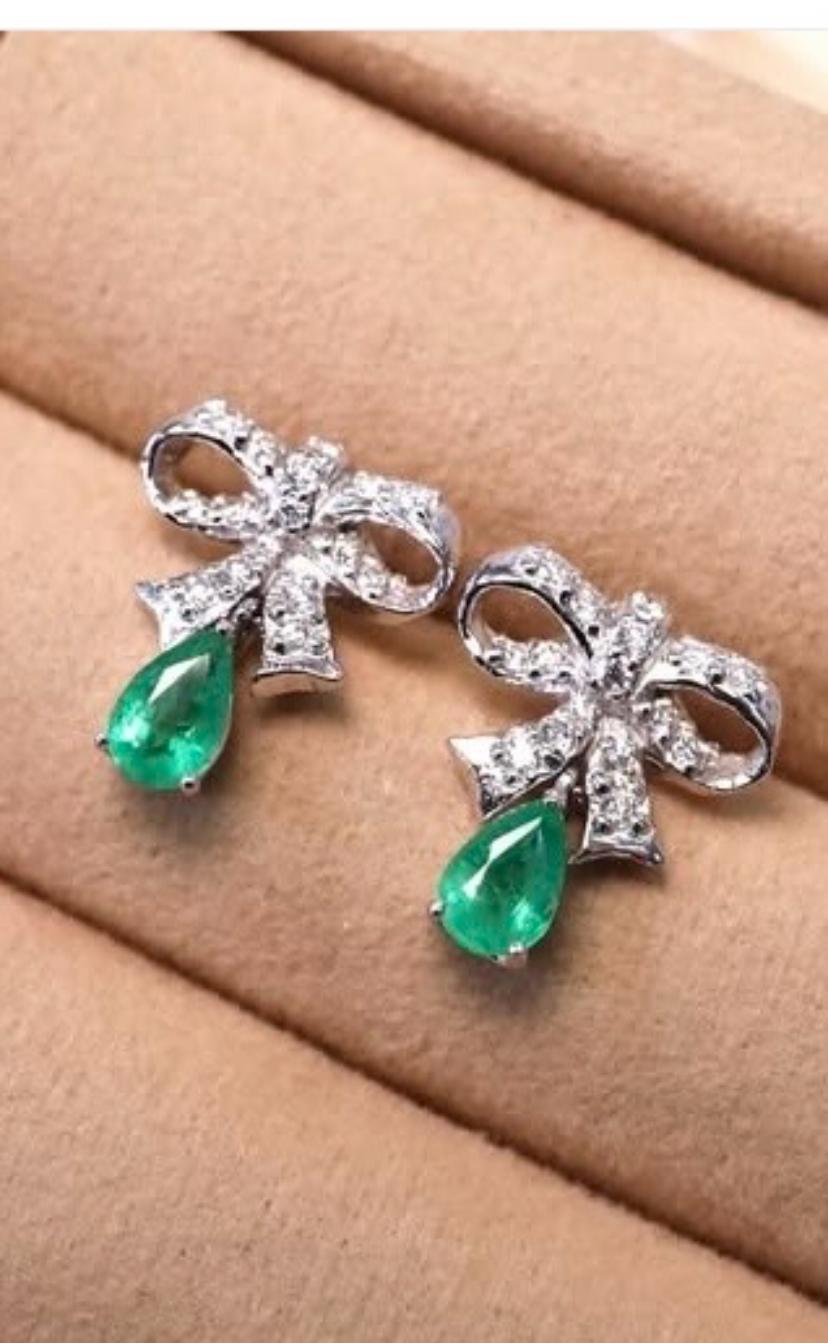 Parure en or 18 carats, diamants et émeraudes de Zambie certifiées AIG de 1,20 carat Neuf - En vente à Massafra, IT