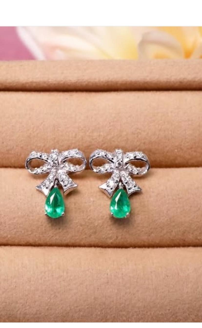 Parure en or 18 carats, diamants et émeraudes de Zambie certifiées AIG de 1,20 carat Pour femmes en vente