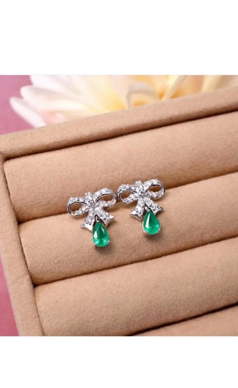 Parure en or 18 carats, diamants et émeraudes de Zambie certifiées AIG de 1,20 carat en vente 1