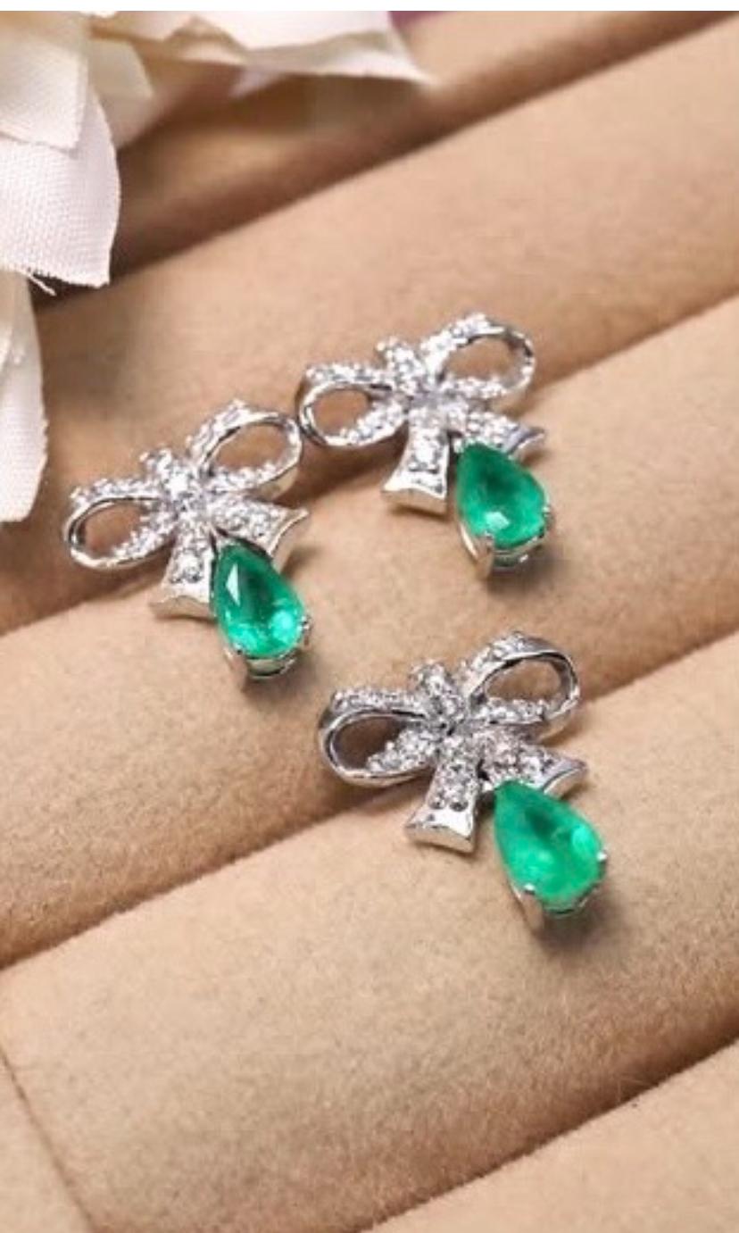 Parure en or 18 carats, diamants et émeraudes de Zambie certifiées AIG de 1,20 carat en vente 3
